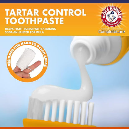 Arm & Hammer Complete Care Dog Dental Kit | 2.5oz Chicken Flavored Dog Toothpaste, Double Side Dog Toothbrush, Rubber Dog Finger Brush| Arm & Hammer Baking Soda Enhanced Formula