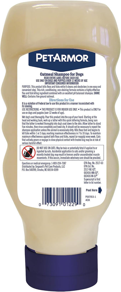 PetArmor Flea & Tick Protection Oatmeal Shampoo for Dogs, Hawaiian Ginger Scent, 18 oz