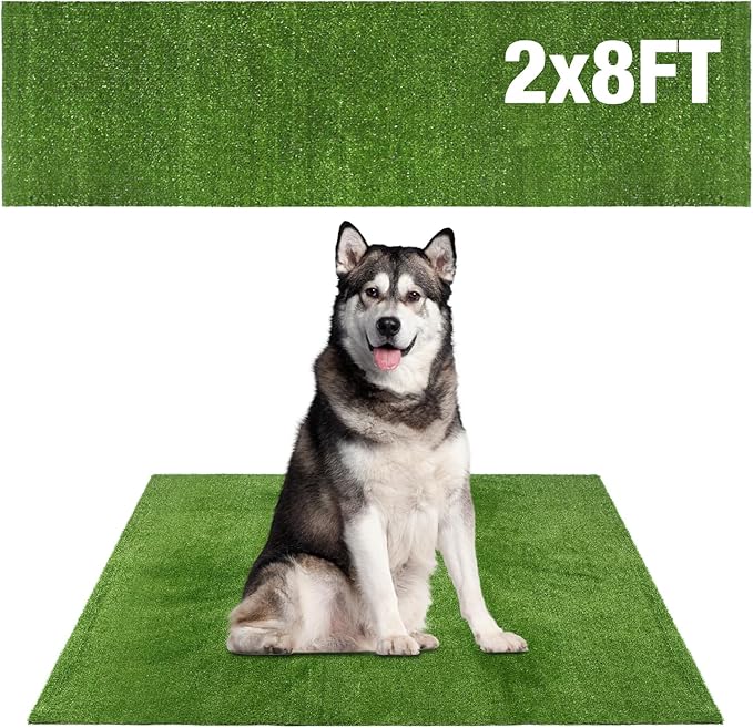 Large Dog Grass Pee Pad, 2FTx8FT Artificial Grass Puppy Potty Training, Indoor Outdoor Pets Turf Balcony Patio Yard