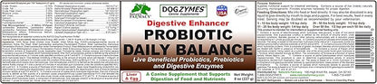 Dogzymes Probiotic Daily Balance - Supplies Nutritional Support and Live microorganisms for intestinal Well-being as Well as enzymes for Proper Digestion. (8 ounce)