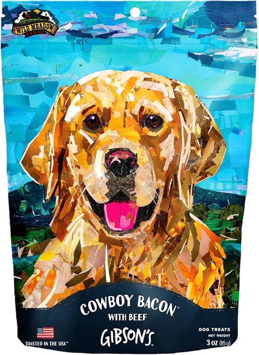 Wild Meadow Farms - Gibson's Cowboy Bacon with Beef, Soft Jerky Dog Treats, Crafted with Real Meat, Aromatic, and Grain-Free for Training and Rewarding Dogs of All Breeds and Ages - 3 Ounce Pouch