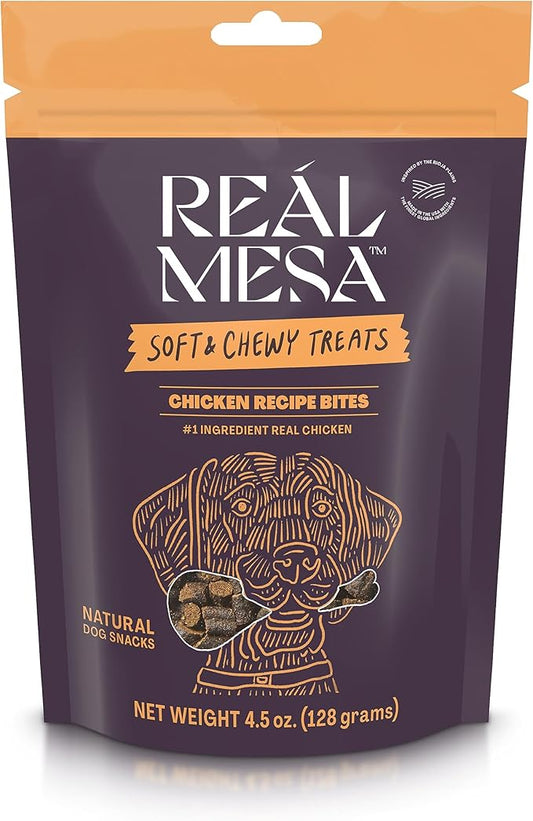 Real Mesa Soft & Chewy Chicken Recipe Dog Treats - for Small, Medium and Large Dog Sizes, Training Snacks Chewy Style (4.5oz)