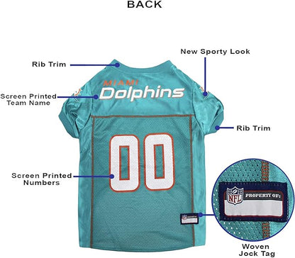 NFL Miami Dolphins Dog Jersey, Size: X-Small. Best Football Jersey Costume for Dogs & Cats. Licensed Jersey Shirt