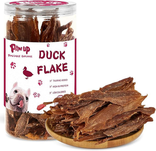 Dog Treats Jerky Duck Crisp Flakes, 1% Taurine Added, 6oz (170g), Duck Jerky Chip Flakes, High Protein Duck Dog Training Rewards, Rawhide-Free, Gluten-Free
