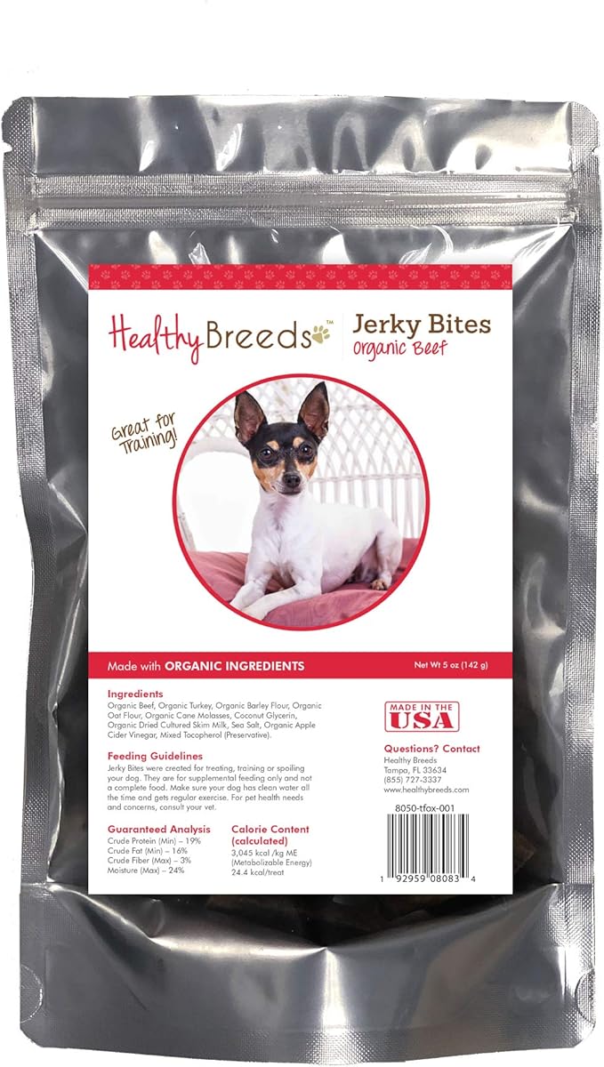 Healthy Breeds Toy Fox Terrier Jerky Bites Beef Recipe Dog Treats 5 oz