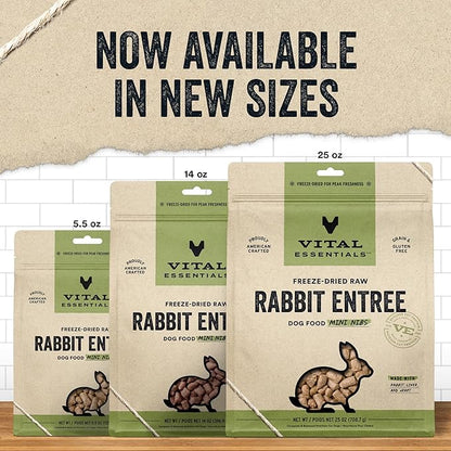 Vital Essentials Freeze Dried Raw Dog Food, Rabbit Mini Nibs Entree, 25 oz