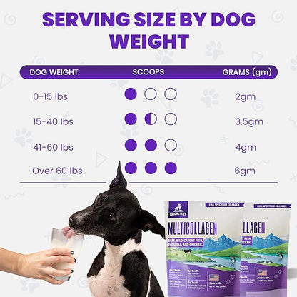 Multi-Collagen Peptide Dog Joint Supplement for Dogs- Arthritis Support- Skin & Coat Health, Allergies, Dog Mobility Hip & Joint Pain Supplement Relief, Collagen for Dogs