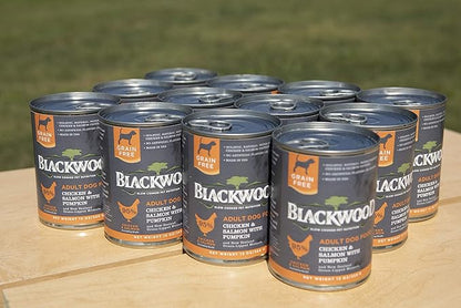 Blackwood Pet Food Grain Free Wet Dog Food Made in USA [All Natural Canned Dog Food], Chicken & Salmon with Pumpkin, 13 oz. can, Pack of 12