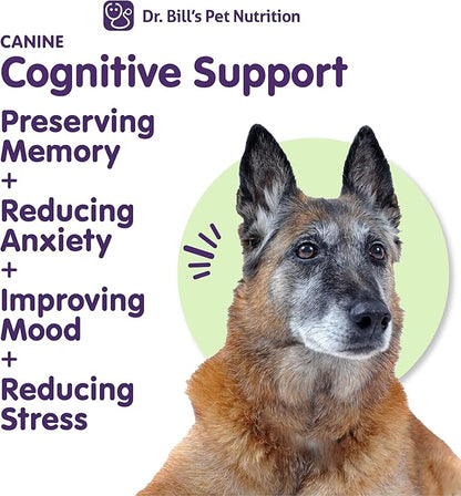 Dr. Bill’s Canine Cognitive Support | Memory Support Supplement Multivitamin for Dogs | Contains Gingko Biloba, L-Carnosine, Vitamin B-12, L-Glutamine, L-Tyrosine, and DHA for Adult and Senior Dog