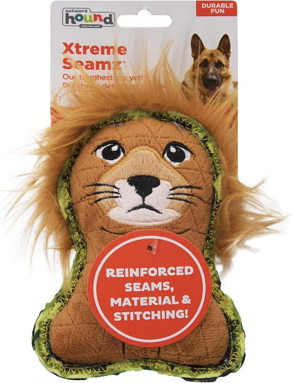 Outward Hound Xtreme Seamz Lion Squeaky Dog Toy - Reinforced Dense Stuffing Plush Toy