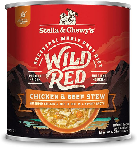Stella & Chewy's Wild Red Wet Dog Food Chicken & Beef Stew High Protein Recipe, 10 Ounce (Pack of 6)