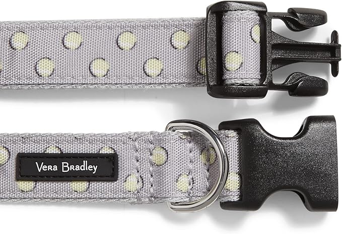 Vera Bradley Women's Recycled Lighten Up Water-repellent Adjustable Pet Collar, Tennis Ball Dots, Large