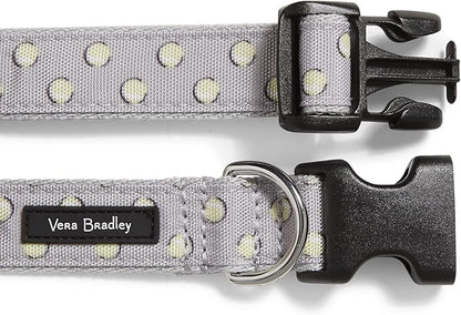 Vera Bradley Women's Recycled Lighten Up Water-repellent Adjustable Pet Collar, Tennis Ball Dots, Large