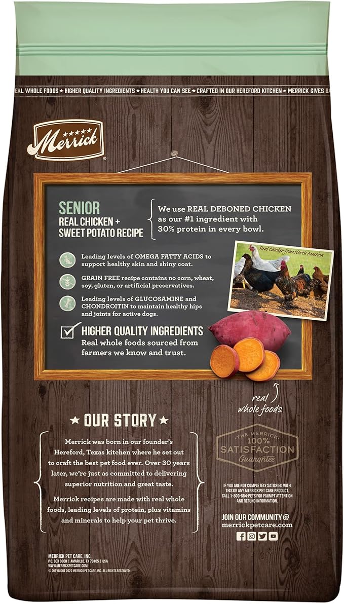 Merrick Senior Dry Dog Food with Real Meat 10 Pound (Pack of 1)