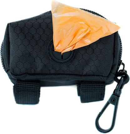 Mighty Paw Dog Poop Bag Holder - Zippered Pouch with Carabiner Hook - Includes Roll of Pick-up Bags - Pet Poop Bag Holder - Dog Dispenser Poop Bag - Dog Bag Holder - Dog Walking Supplies - (Black)