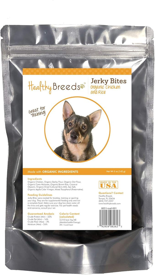 Healthy Breeds Swedish Vallhund Jerky Bites Chicken & Rice Recipe Dog Treats 5 oz