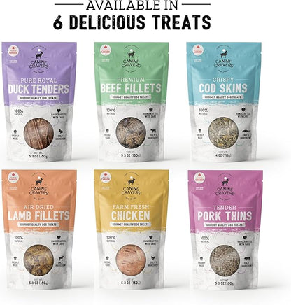Canine Cravers Single Ingredient Dog Treats – Healthy and Nutritious Human Grade Air Dried Hypoallergenic Pet Food - Grain Free, Gluten Free and No Soy – 100% All Natural Variety New 3 Pack