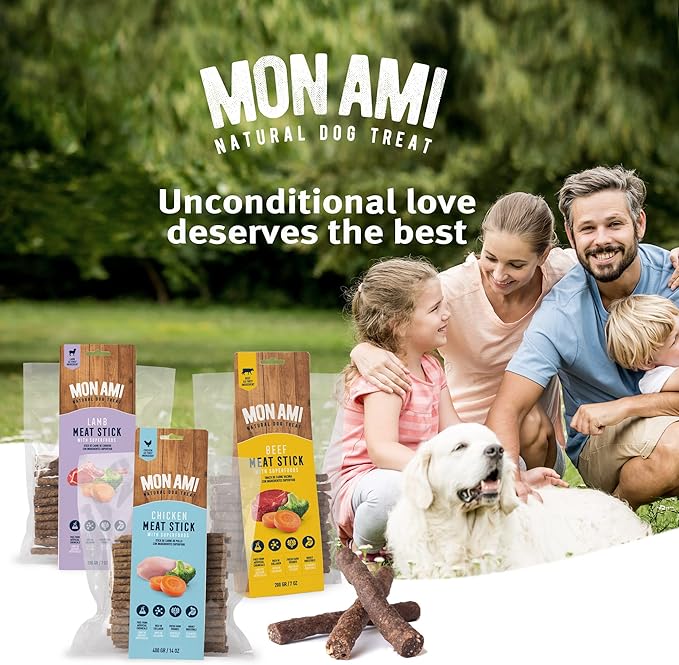 Mon Ami Beef Meat Sticks for Dogs with Farm Fresh Vegetables (28 Oz) – Human Grade Dog Treats with Superfoods - Training Treats for Dogs - Healthy Dog Treats for Small, Medium and Large Dogs