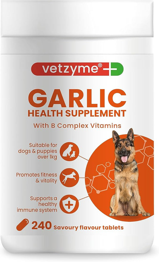 Garlic Health Supplement Tablets for Dogs, Healthy Heart, Vitality for Dogs, 240 Tablets