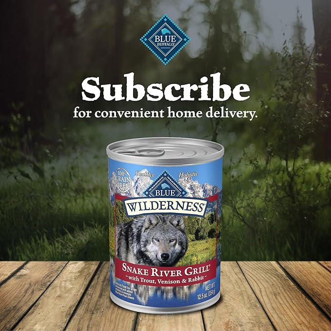 Blue Buffalo Wilderness Snake River Grill High Protein, Natural Wet Dog Food, Trout, Venison & Rabbit 12.5-oz cans (Pack of 12)