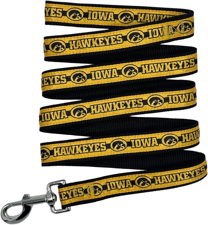 Pets First Collegiate Pet Accessories, Dog Leash, Iowa Hawkeyes, Large