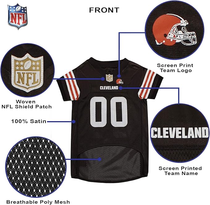 NFL Cleveland Browns Dog Jersey, Size: Large. Best Football Jersey Costume for Dogs & Cats. Licensed Jersey Shirt
