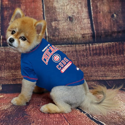 MLB Chicago Cubs Dog T-Shirt, Large. - Licensed Shirt for Pets Team Colored with Team Logos. - Premium Stretchable Materials for The Comfort of Your Dog & cat.