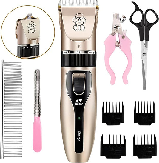 2 in 1 Pet Paw Hair Trimmer Electric Multi Dog Hair Clippers for Thick Coat Cordless Grooming Tool Kid Hair Clipper for Child Rechargeable for Medium and Large Dogs and Cats Face Ear Rump