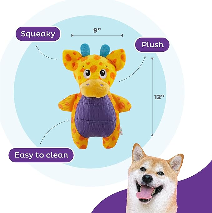 Outward Hound Nina Ottosson Puzzle Palz Interactive Plush Dog Puzzle Dog Enrichment Toys, Plush, Squeaky, Giraffe, Yellow