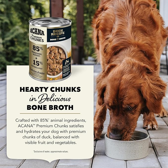 ACANA Premium Chunks Wet Dog Food, Duck Recipe in Bone Broth, 12.8oz (Case of 12)