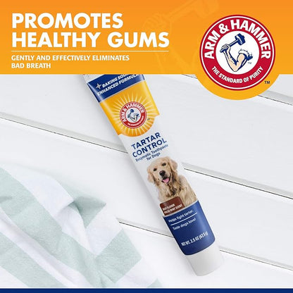 Arm & Hammer for Pets Tartar Control Enzymatic Toothpaste for Dogs Reduces Plaque & Tartar Buildup Safe for Puppies Beef Flavor, 2.5 Ounces Dog Toothpaste (Pack of 72)