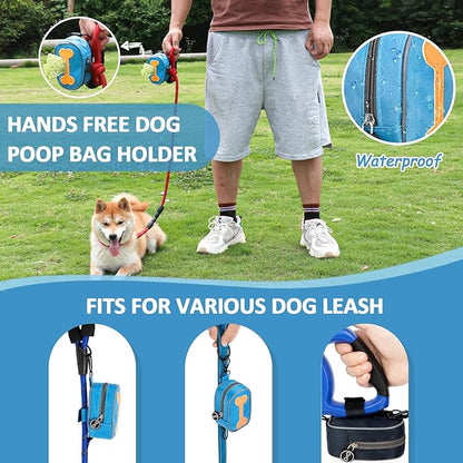 Hands Free Dog Poop Bag Holder for Leash with Big Opening, Dog Poop Bag Holder, Zippered Pouch with Carabiner Hook Waterproof Dog Poop Bag Holder(1 Doggy Bag) (Black)
