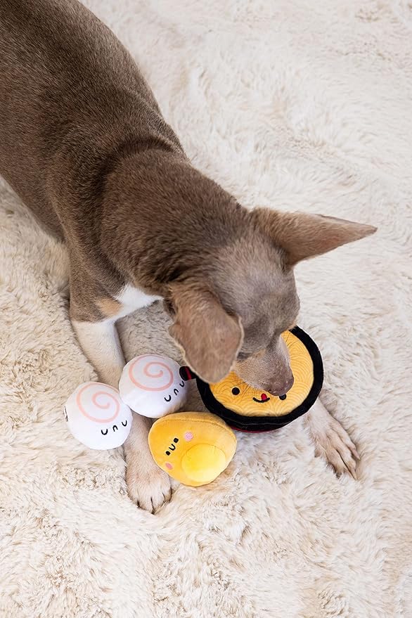 Pearhead Dogkatsu Ramen Dog Toys, Set of 3, Must Have Toys for Pet Owners, Plush Chew Toys Set of 3, Ramen Noodle Toy Set for Pets