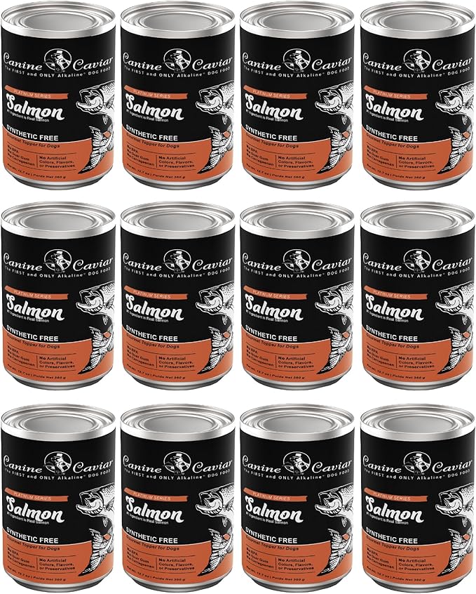 Canine Caviar Wet Dog Food - Salmon Flavored Canned Dog Food 12 Pack (12 oz), Grain and Synthetic Free Gourmet Topper, Wet Dog Food for Small Dogs, Medium Dogs, and Large Dogs