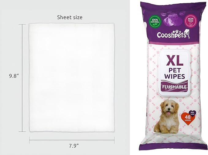 Premium Formulations XL Flushable Pet Wipes 48 Count (Single Pack)