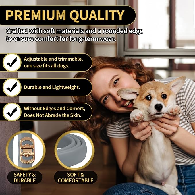 4 Pack Flea Collar for Dogs, 32 Months Flea and Tick Prevention for Dogs, Waterproof Dog Flea Collar, Dog Flea and Tick Treatment, Adjustable Flea and Tick Collar for Dogs Puppy-Black&Gray