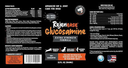 Premium Liquid Glucosamine Hip and Joint Supplement for Dogs 32oz - Natural Arthritis Pain Relief, Swelling & Inflammation Reduction, Muscle & Knee Support, with Chondroitin MSM and Hyaluronic Acid