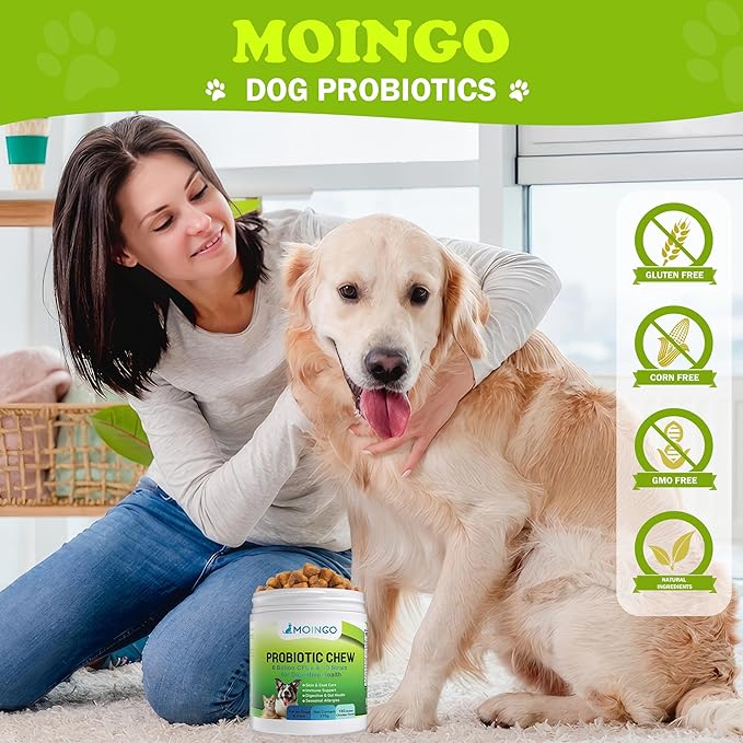 Probiotics for Dogs -Dog Probiotics with Digestive Enzymes for Enhanced Gut Flora, Digestive Health,Diarrhea Relief & Bowel Support - 180 Chicken Flavored Soft Chews for Pet Immune System (brown)