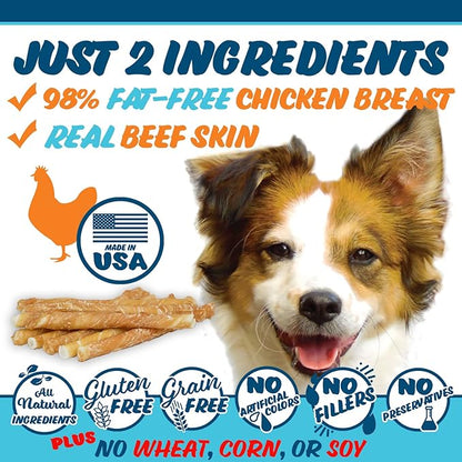 Chicken On A Stick Crunchy & Chewy Chicken Jerky Wrapped Rawhides for Dogs, Made in USA 2 in 1 Dog Treats for Small Dogs to Medium Dogs, Medium 35 Ct