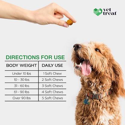 Hemp Hip and Joint Supplement for Dogs - Glucosamine for Dogs -Made in USA- 120 Treats Pain Relief Anti Inflammatory - Chondroitin, MSM, Hemp Oil - Dog Joint Supplement w/Arthritis Relief + Mobility