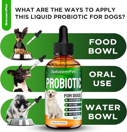 Probiotics for Dogs | Liquid Probiotics for Dogs | Prebiotic for Dogs & Digestive Enzymes | Puppy Probiotic | Dog Probiotics and Digestive Enzymes | 2 Oz