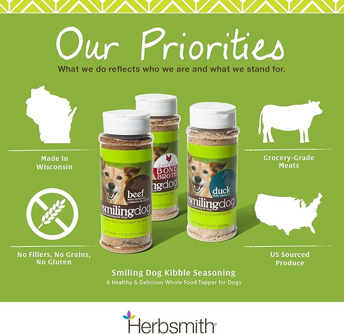 Herbsmith Kibble Seasoning – DIY Raw Coated Kibble Mixer - Dog Food Topper for Picky Eaters [Bundle of Chicken, Duck, and Turkey]