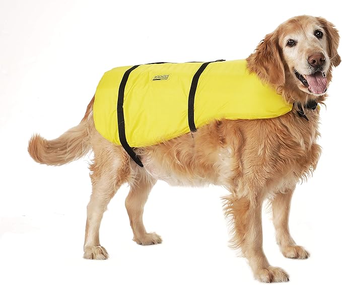 Seachoice Dog Life Vest, Adjustable Life Jacket for Dogs, w/Grab Handle, Yellow, Size Large, 50-90 Lbs.