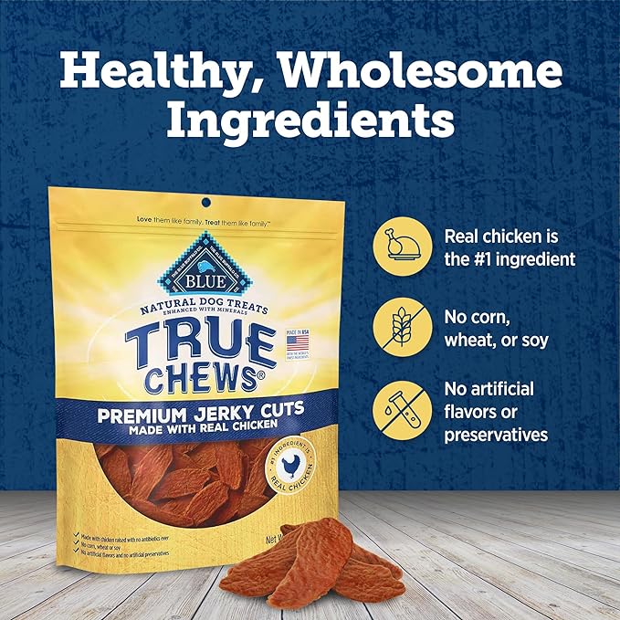 Blue Buffalo True Chews Premium Jerky Cuts Dog Treats, Made in the USA with Natural Ingredients, Chicken, 22-oz. Bag