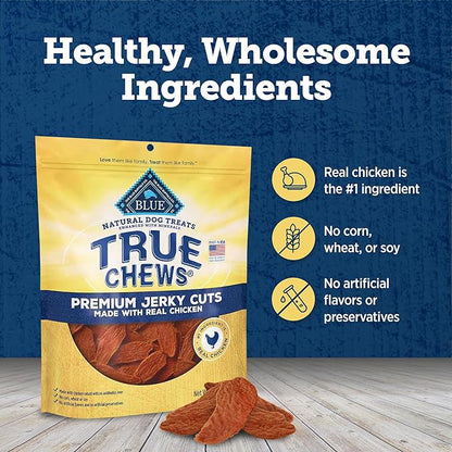 Blue Buffalo True Chews Premium Jerky Cuts Dog Treats, Made in the USA with Natural Ingredients, Chicken, 22-oz. Bag