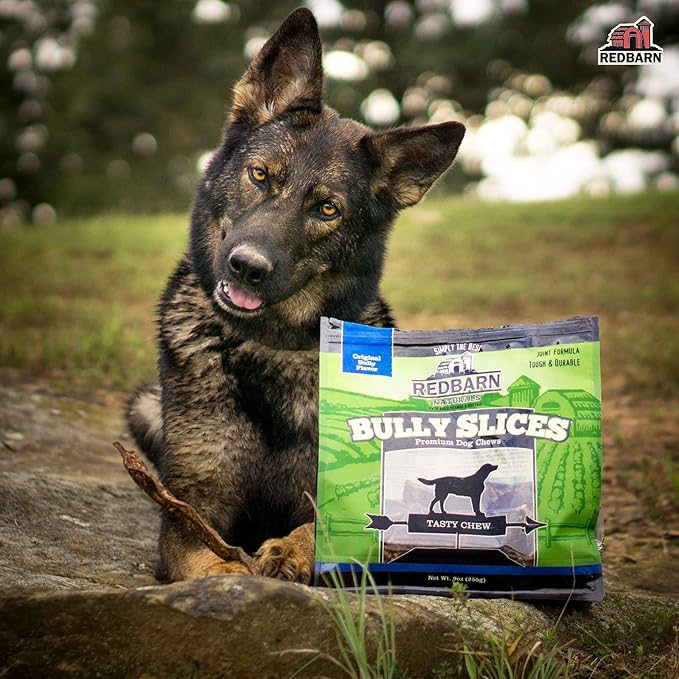 Redbarn Bully Slices Beef Hide Dog Treats, Peanut Butter Flavor - Slow Roasted Grain-Free Rawhide Chew No Artificial Preservatives - 9 oz. (12 Bags)
