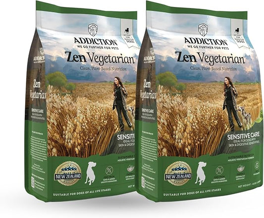 Addiction Zen Vegetarian Dry Dog Food, Rich in Isoflavones and Antioxidants, Vegetarian Dog Food, Made from New Zealand, for All Dog Life Stages (4 lb (Pack of 2), Zen Vegetarian)