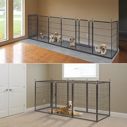 mestyl Dog Playpen, 32" Height 8 Panels Outdoor Pet Play Pen, Big Dog Exercise Play Pen for large/Medium/Small Dogs, Foldable Puppy Pen for Indoor, Camping, RV, Anti-Rust Paint Finish, Quick Install
