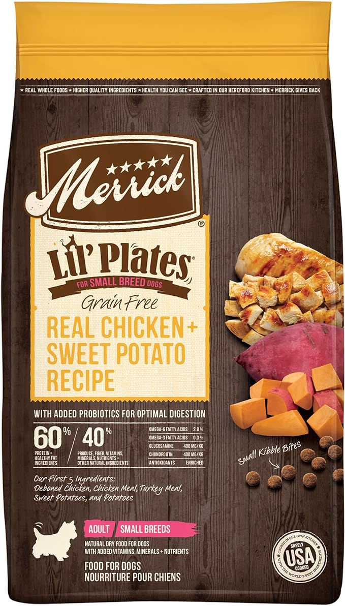 Merrick Lil’ Plates Premium Grain Free Dry Dog Food For Small Dogs, Real Chicken And Sweet Potato Kibble - 20.0 lb. Bag