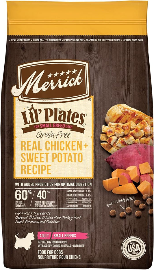 Merrick Lil’ Plates Premium Grain Free Dry Dog Food For Small Dogs, Real Chicken And Sweet Potato Kibble - 20.0 lb. Bag